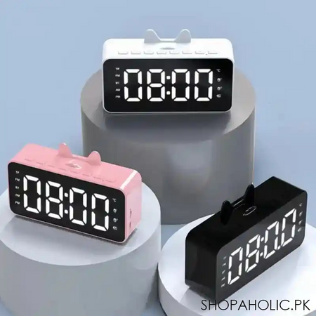 multifunctional desktop alarm clock with bluetooth speaker image2