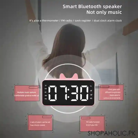 multifunctional desktop alarm clock with bluetooth speaker image5