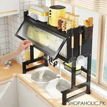 multifunctional over the sink countertop kitchen storage rack image3