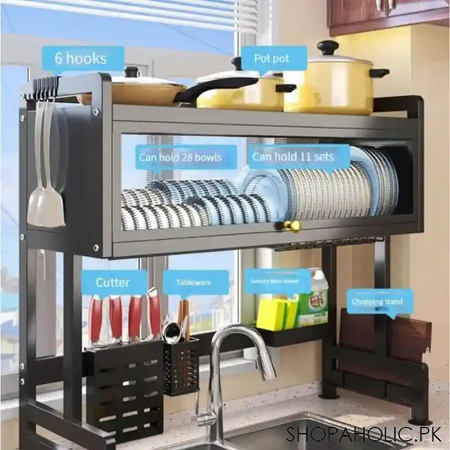 multifunctional over the sink countertop kitchen storage rack image4