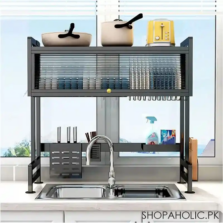 multifunctional over the sink countertop kitchen storage rack image5