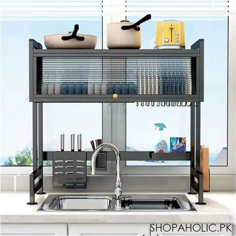 multifunctional over the sink countertop kitchen storage rack image5