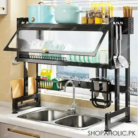 multifunctional over the sink countertop kitchen storage rack main image