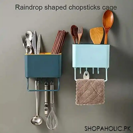multifunctional wall mounted drain cutlery storage rack image5