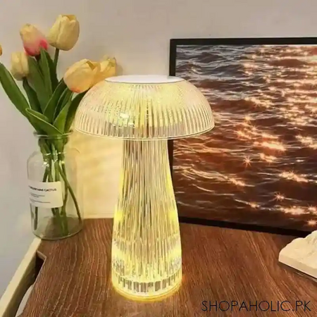 mushroom design usb rechargeable crystal rose diamond table touch lamp main image