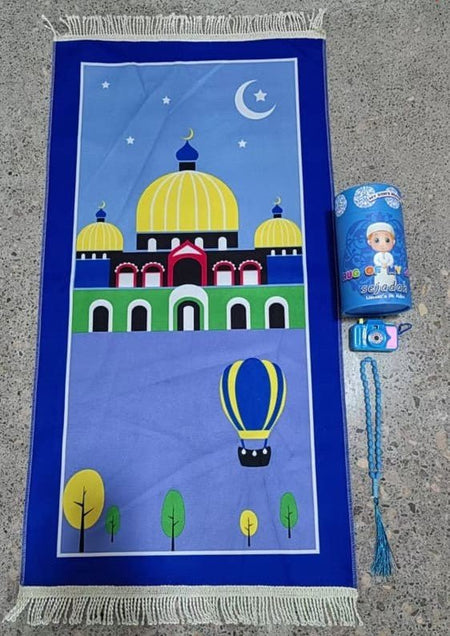 Kids Special Prayer Mat (Salah Mat) Set with Tasbeeh, Image Camera and Coin Box