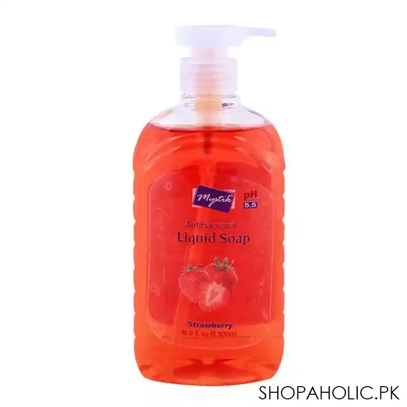 mystik anti bacterial liquid soap, strawberry 500ml main image