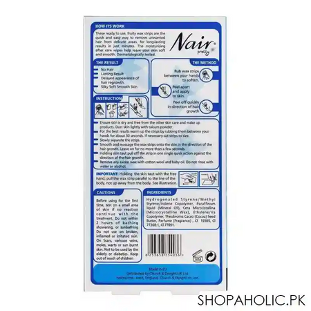 nair pretty mini wax strips, for body, bikini & sensitive areas, with chamomile & blueberry extract, 12 pack image2