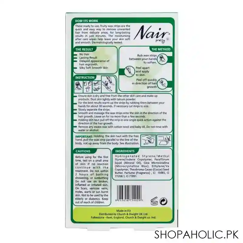nair pretty mini wax strips, for body, bikini & sensitive areas, with chamomile & green apple extract, 12 pack image2