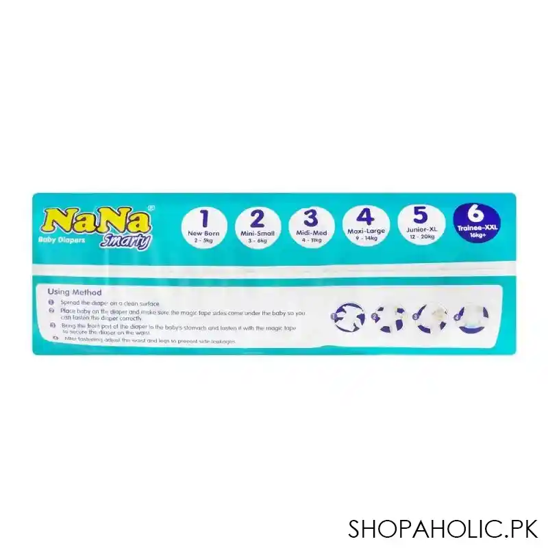 nana smarty baby diapers trainee, 16 kg+ no. 6, xxlarge, 42 pack image4