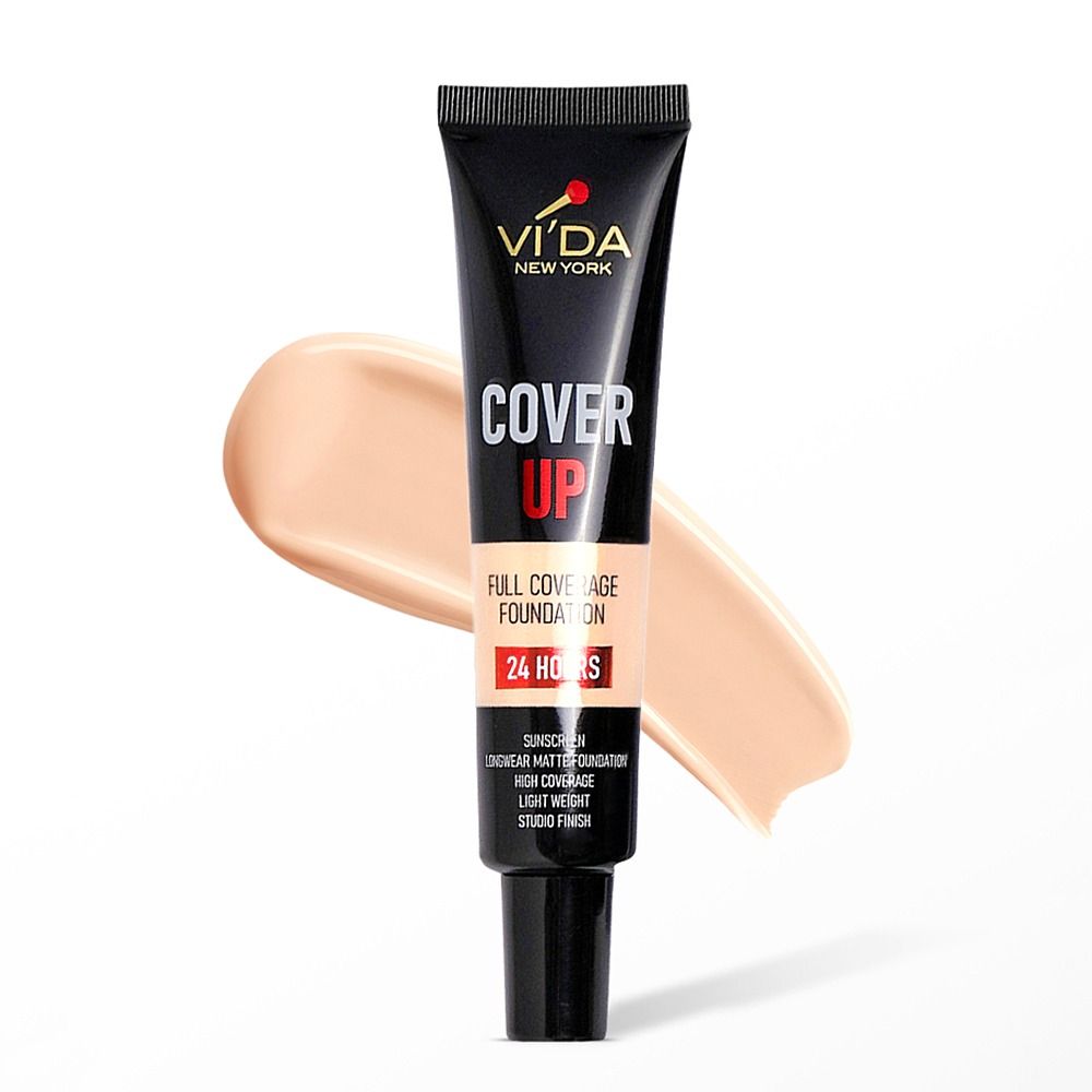 Vi'da New York Cover Up Full Coverage Foundation 24 Hours, Sunscreen, Mattifying, Oil Free, Studio Finish & Lightweight, Non-Comedogenic, 04 Natural Ivory, 30ml - Main Image