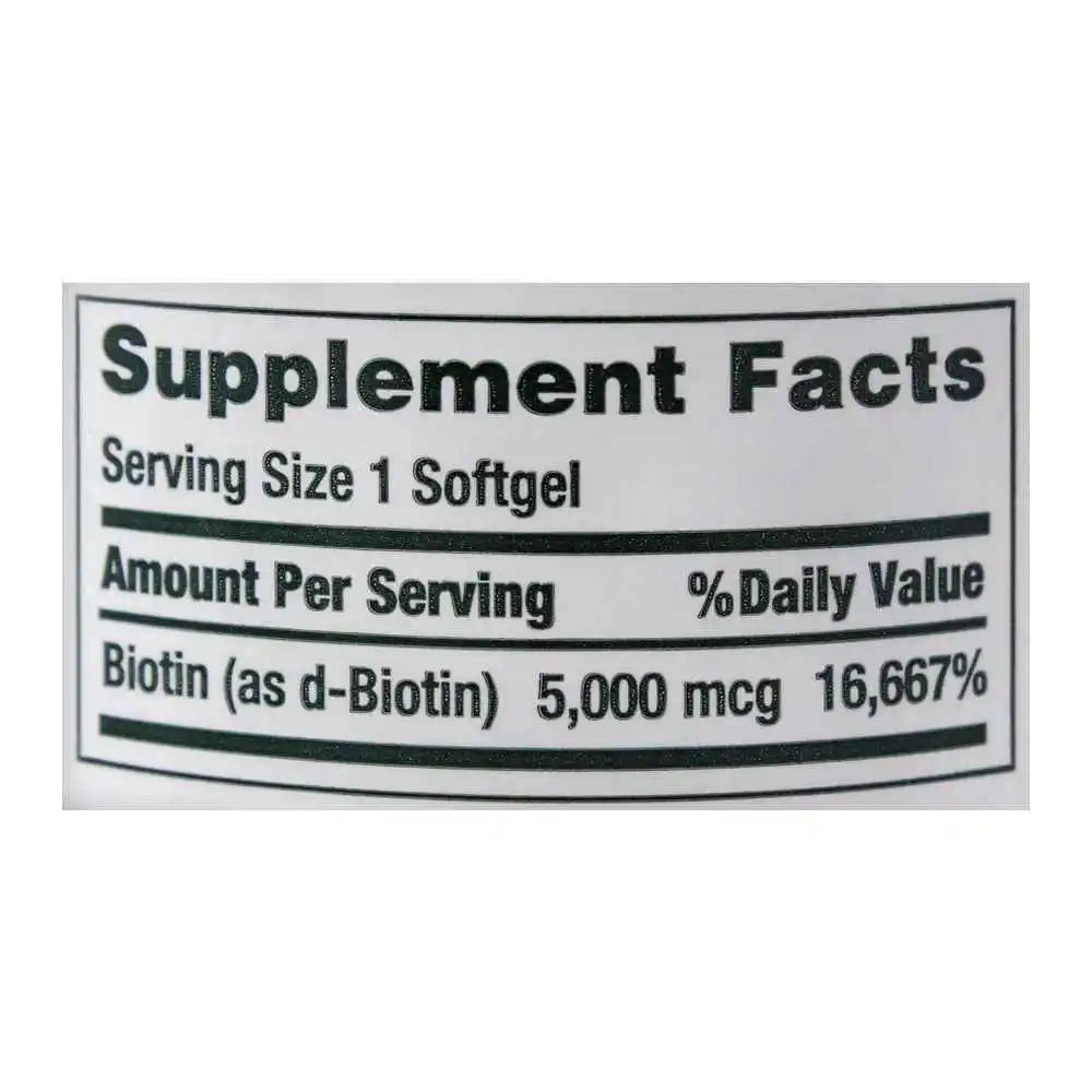 Nature's Bounty Biotin 5000 Mcg, 72 Softgels, Vitamin Supplement