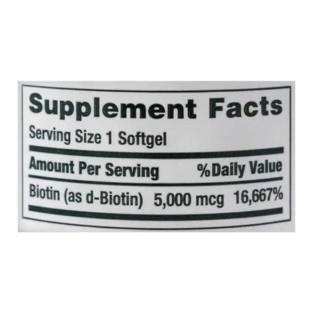 Nature's Bounty Biotin 5000 Mcg, 72 Softgels, Vitamin Supplement