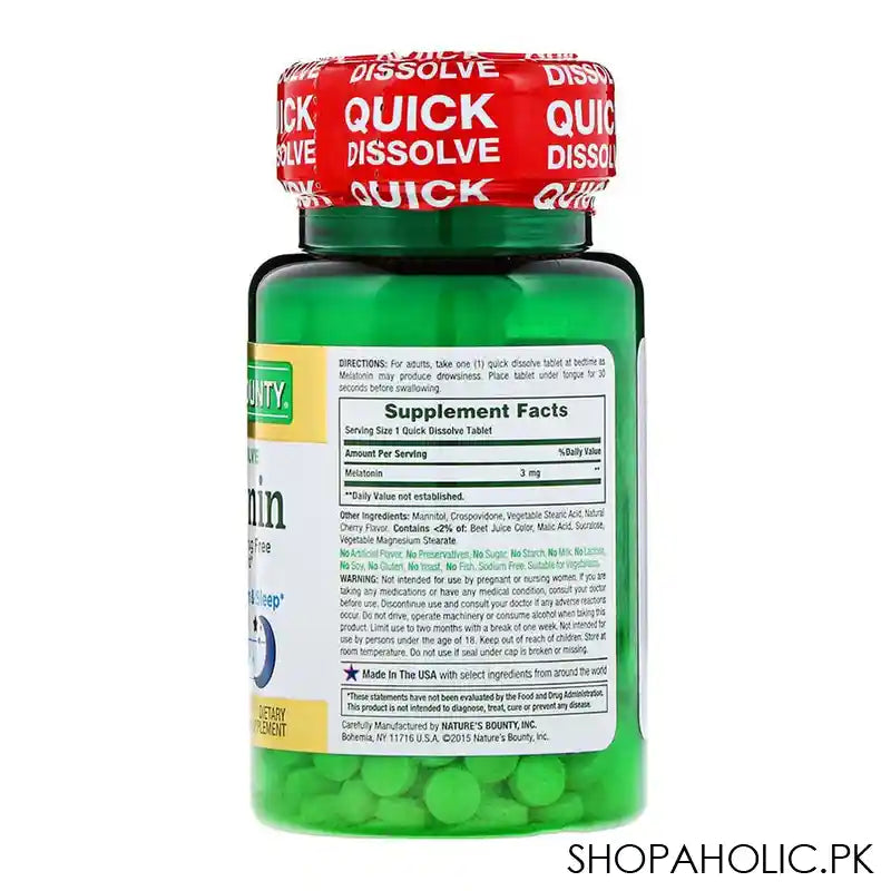 Nature's Bounty Melatonin 3mg, 120 Tablets, Dietary Supplement - Image 2