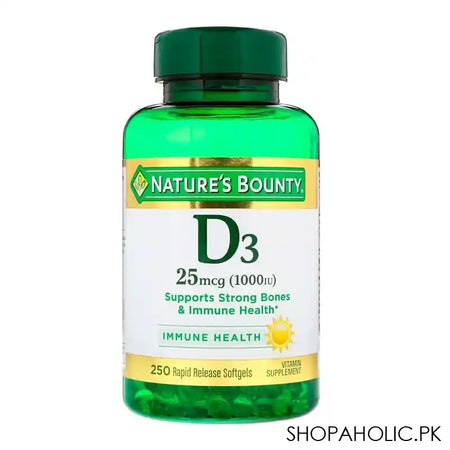 Nature's Bounty Vitamin D3 25mcg 1000 IU, 250 Rapid Release Softgels - Main Image