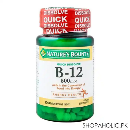 nature's bounty b 12, 500mg, 100 tablets, vitamin supplement main image