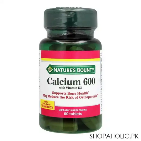 nature's bounty calcium 600 with vitamin d3, dietary supplement, 60 tablets main image