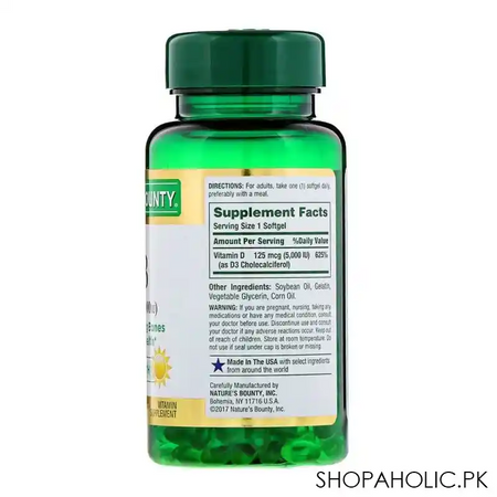 nature's bounty d3 5000iu, 150 softgels, vitamin supplement image2