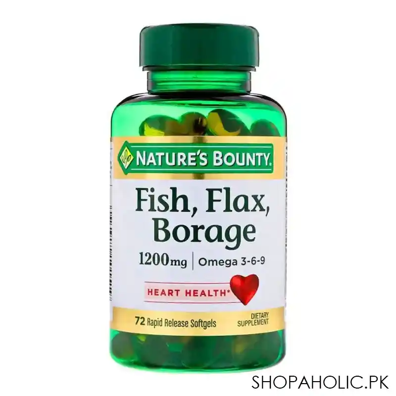nature's bounty fish, flax & borage, 1200mg, 72 softgels, dietary supplement main image