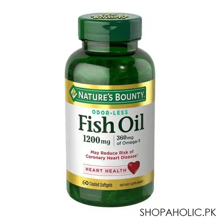 nature's bounty fish oil 1200mg, 60 coated tablets, dietary supplement main image