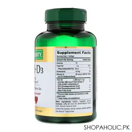 nature's bounty fish oil + d3, 1200mg + 1000iu, 90 softgels, dietary supplement image2