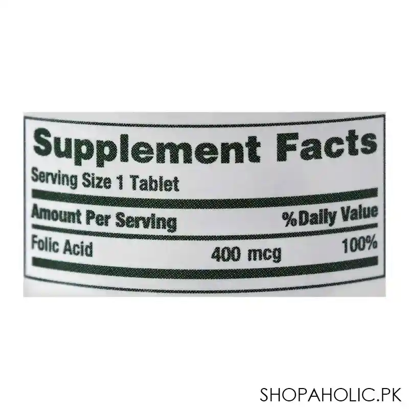 nature's bounty folic acid, 400mcg, 250 tablets, vitamin supplement image3