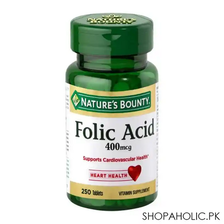 nature's bounty folic acid, 400mcg, 250 tablets, vitamin supplement main image