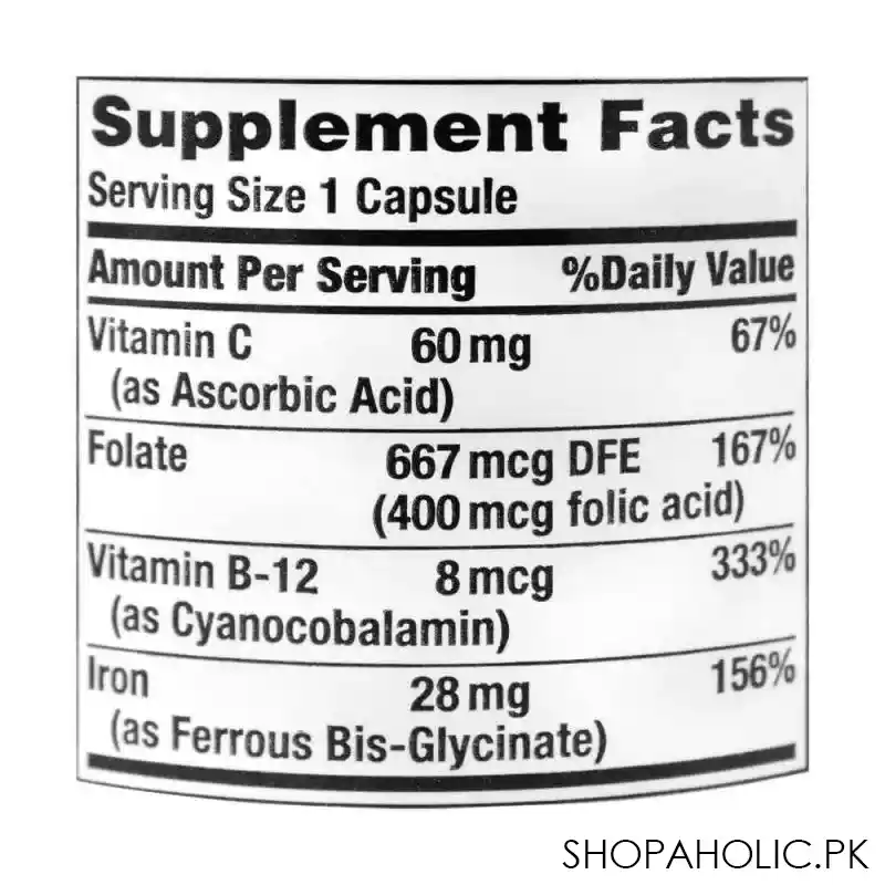 nature's bounty gentle iron, 28mg, 90 capsules, mineral supplement image3
