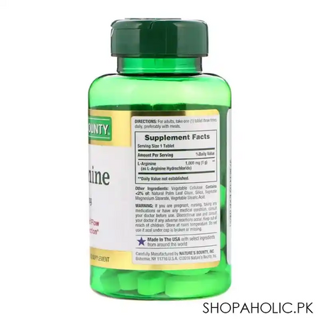 nature's bounty l arginine, 1000mg, 50 tablets, amino acid supplement image2