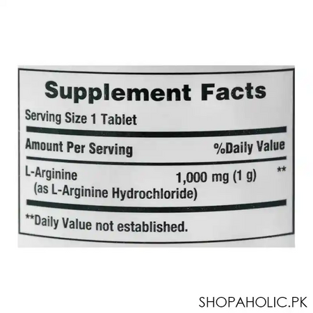 nature's bounty l arginine, 1000mg, 50 tablets, amino acid supplement image3