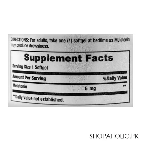nature's bounty melatonin, 5mg, 90 softgels, dietary supplement image3