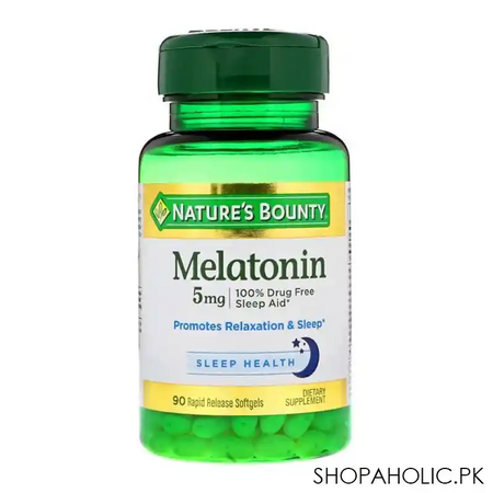 nature's bounty melatonin, 5mg, 90 softgels, dietary supplement main image
