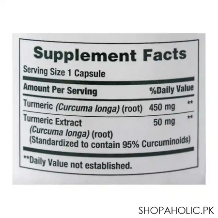 natures bounty turmeric, 450mg, 60 capsules, herbal supplement image3