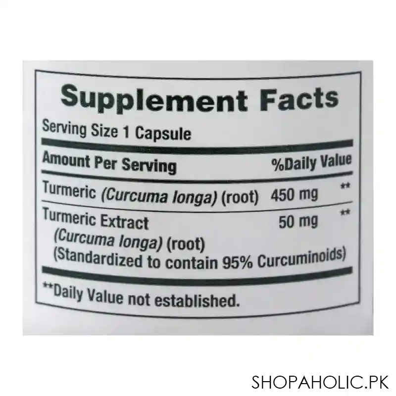 natures bounty turmeric, 450mg, 60 capsules, herbal supplement image3