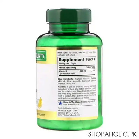 nature's bounty vitamin c 1000mg, 100 caplets, vitamin supplement image2