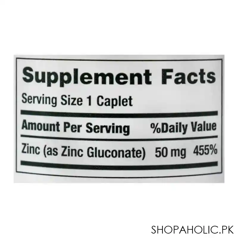 nature's bounty zinc 50mg, 100 caplets, dietary supplement image3