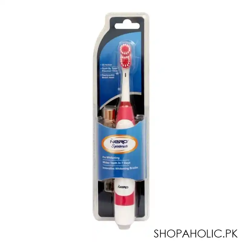 nero pro whitening spinbrush electric toothbrush, red, sb 201 main image