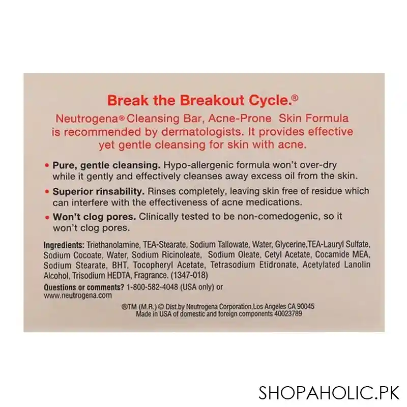 neutrogena acne prone skin bar, 100g image2