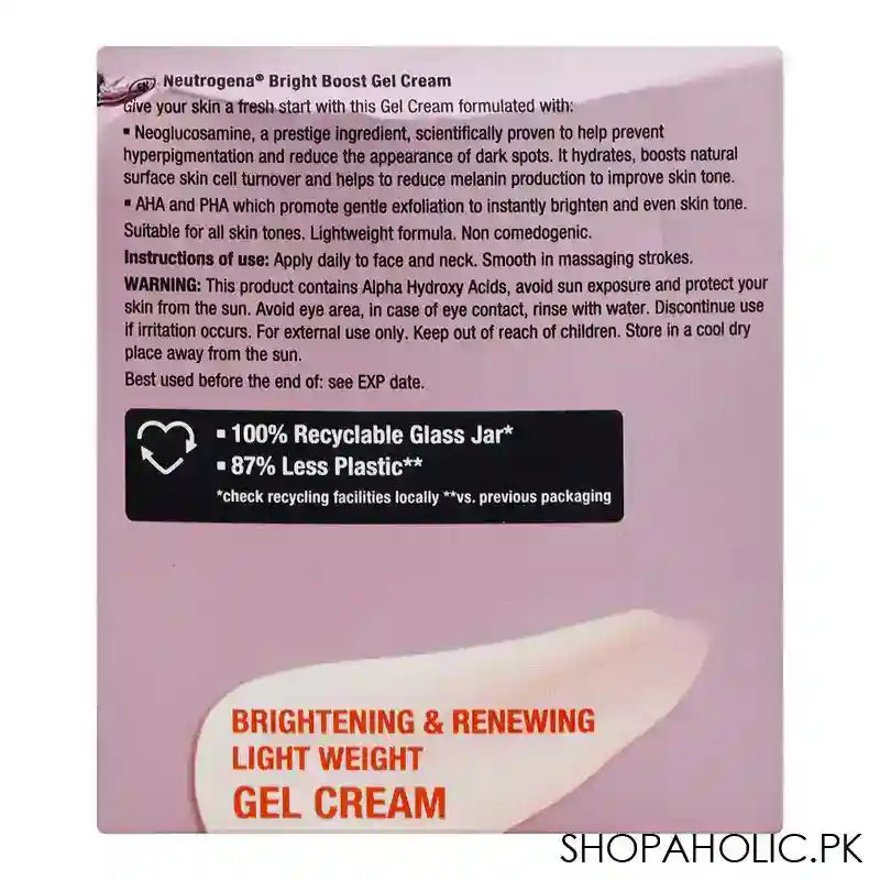 Neutrogena Bright Boost Neoglucosamine AHA+PHA Gel Cream, For All Skin Types, Reduce Hyperpigmentation & Dark Spots, 50ml - Image 3