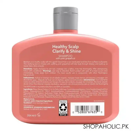 neutrogena healthy scalp clarify & shine pink grapefruit shampoo, 354ml image2