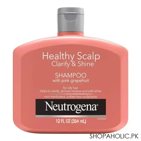 neutrogena healthy scalp clarify & shine pink grapefruit shampoo, 354ml main image