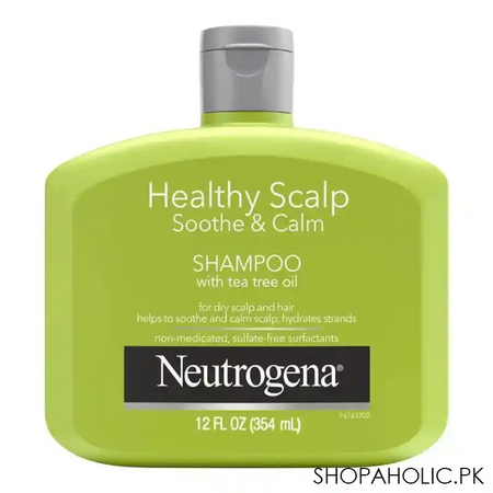 neutrogena healthy scalp soothe & calm tea tree oil shampoo, for dry scalp & hair, 354ml main image