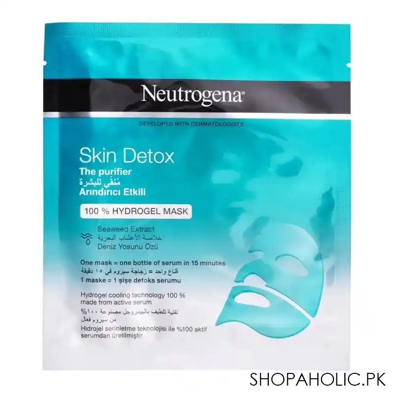 neutrogena skin detox the purifier, 100% hydro gel mask, 30ml main image