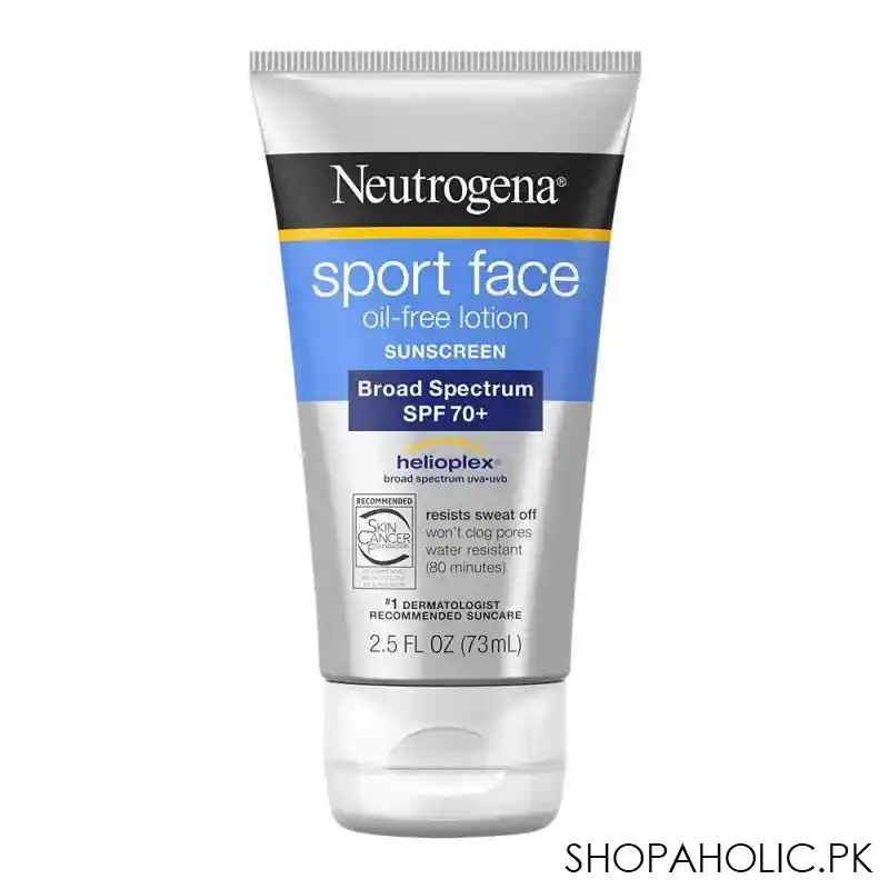neutrogena sport face oil free sunscreen lotion, spf 70, 73ml main image