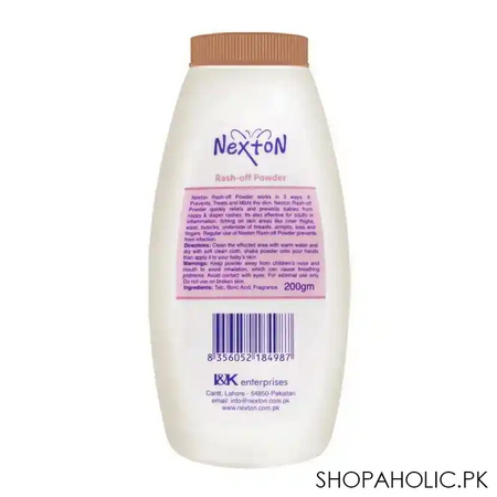 nexton rash off extra mild baby powder, 200g image2