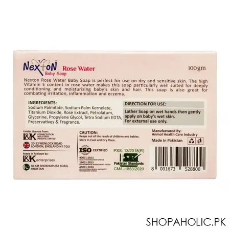 nexton rose water baby soap, 100g image2