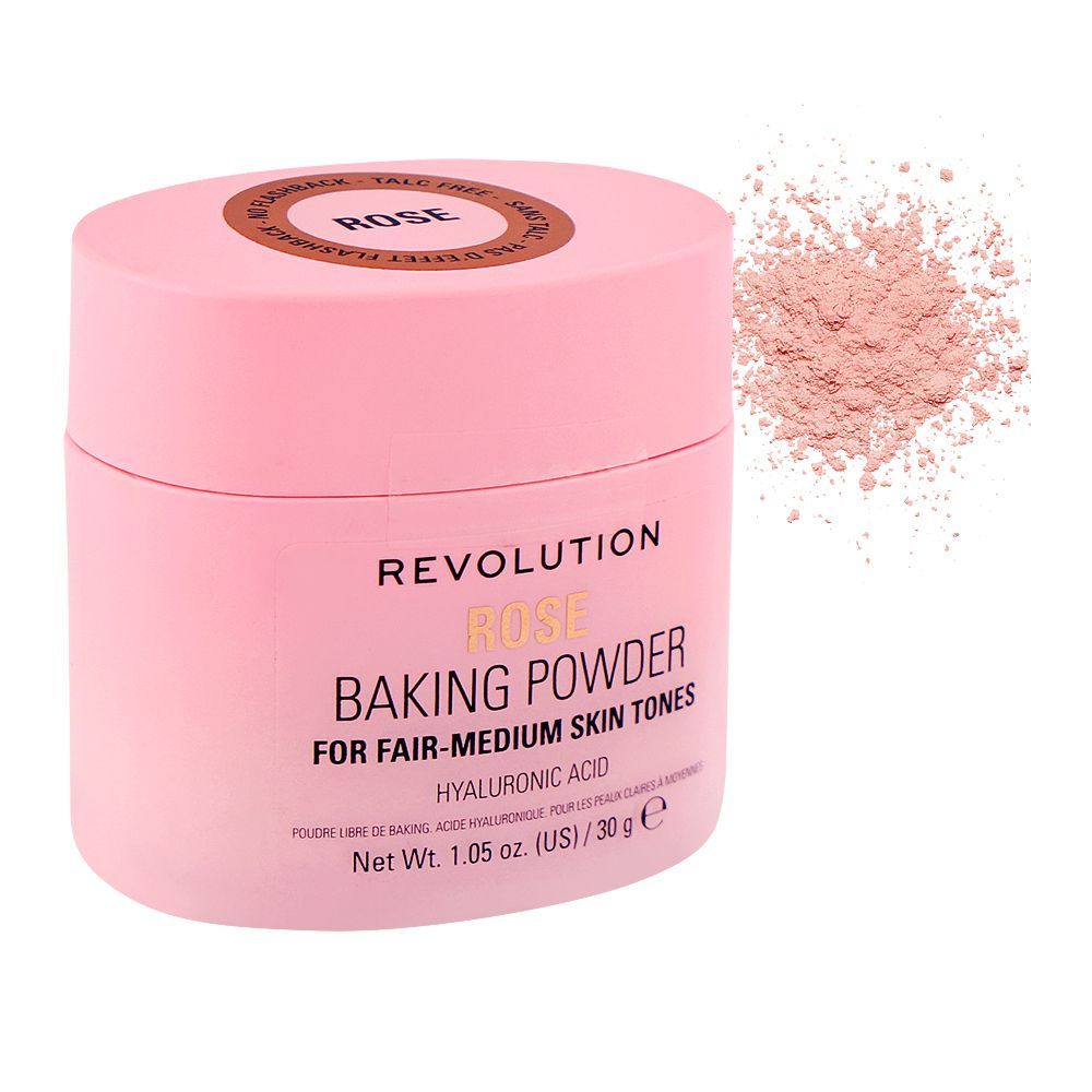 Makeup Revolution Rose Baking Powder, Hyaluronic Acid, 30g - Main Image