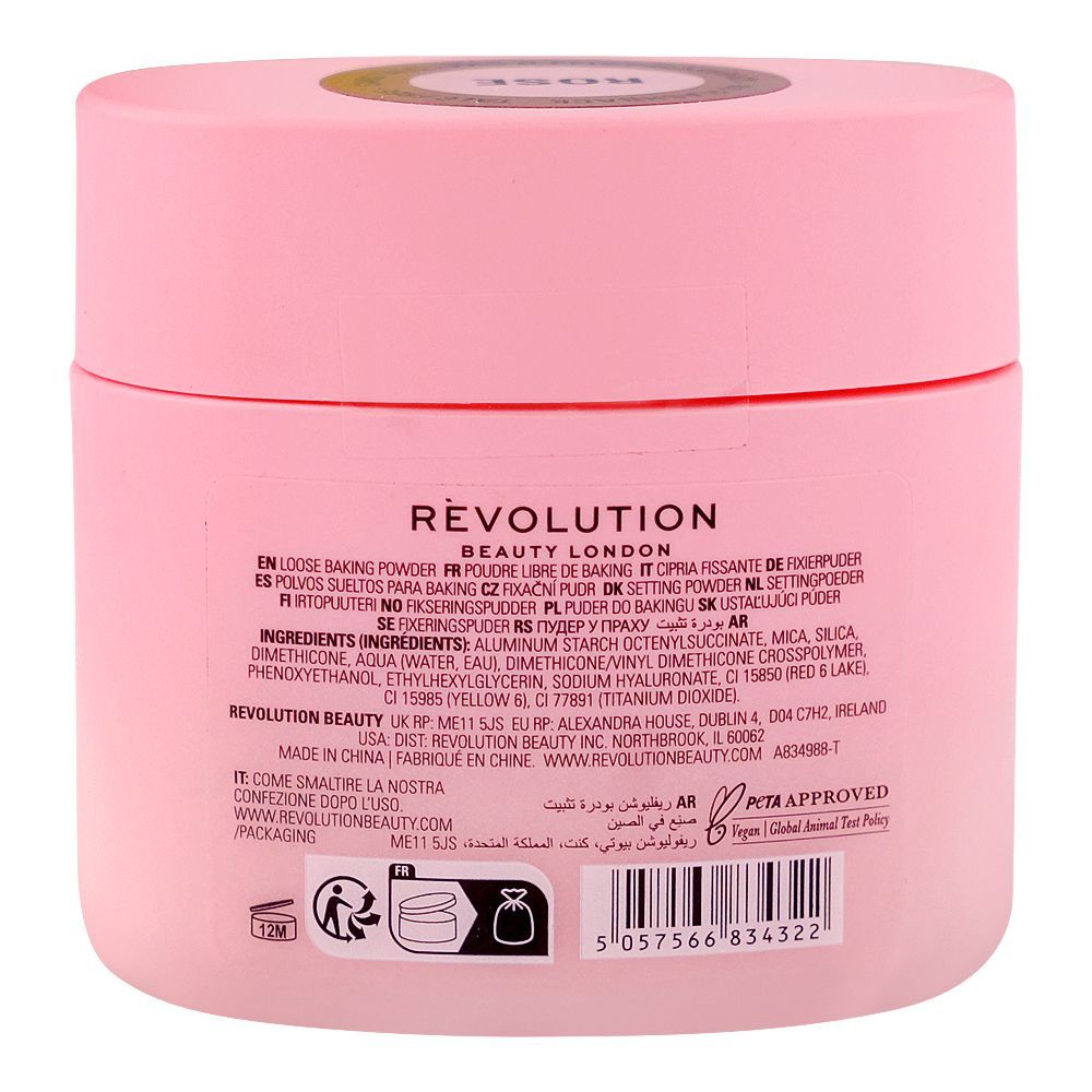 Makeup Revolution Rose Baking Powder, Hyaluronic Acid, 30g - Image 2