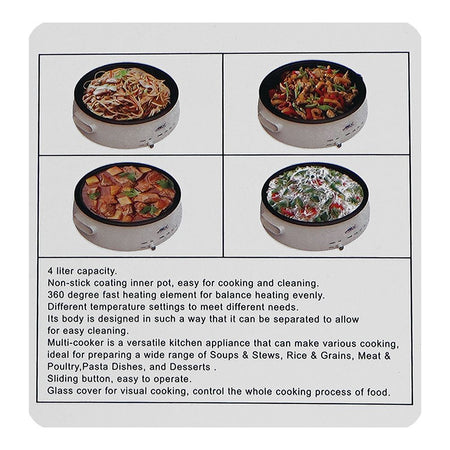Anex Deluxe Multi Cooker, 1350W, 220-240V, 4 Liters, White, AG-2022 - Image 4