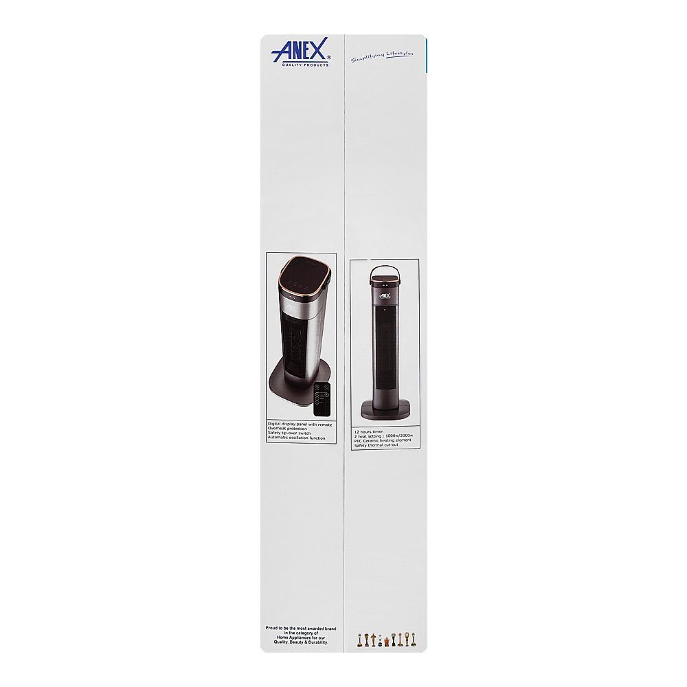 Anex Deluxe Fan Heater, 2000W, 220-240V, Black, AG-5017 - Image 4